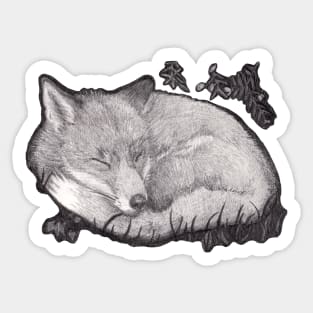 Sleeping Fox Drawing Sticker